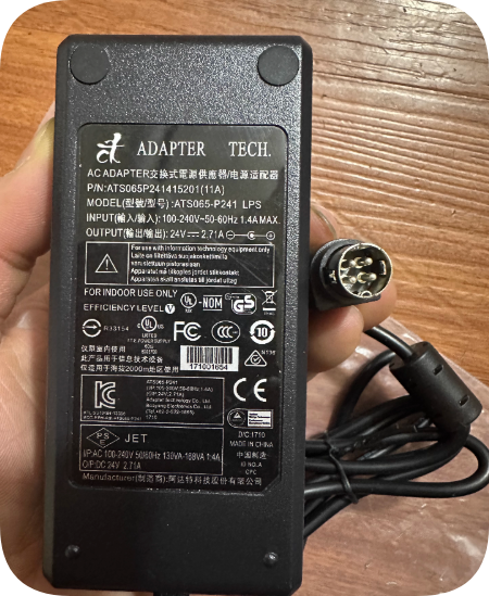 *Brand NEW* ADAPTER TECH ATS065T-P240 Supplier ADAPTER TECH ATS065T-P240 ADAPTER 24V2.71A four-pin core 4-hole